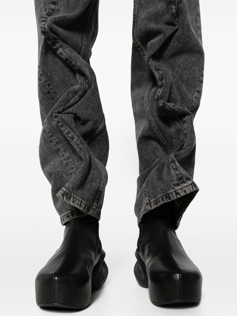 Black Evergreen Wire Faded Jeans