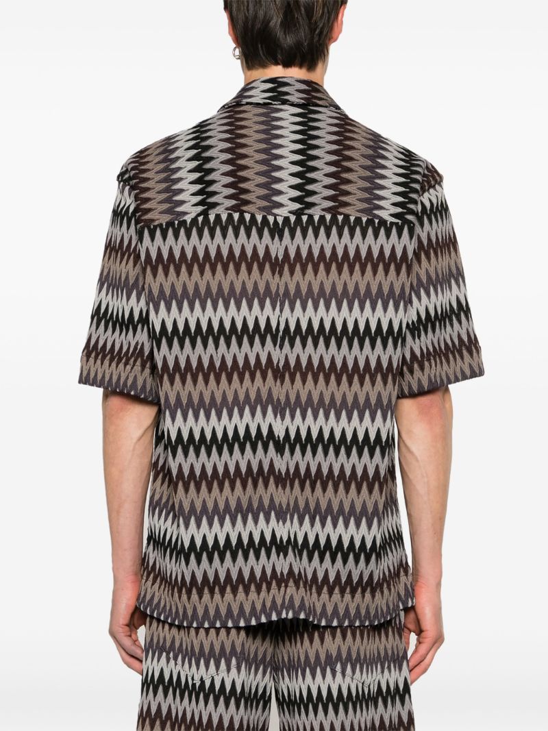 Brown Zigzag Zip-up Shirt