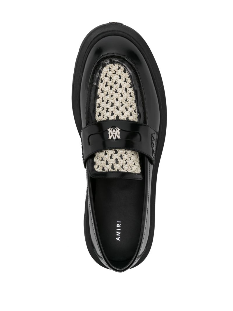 Black Jumbo Crochet-panel Loafers