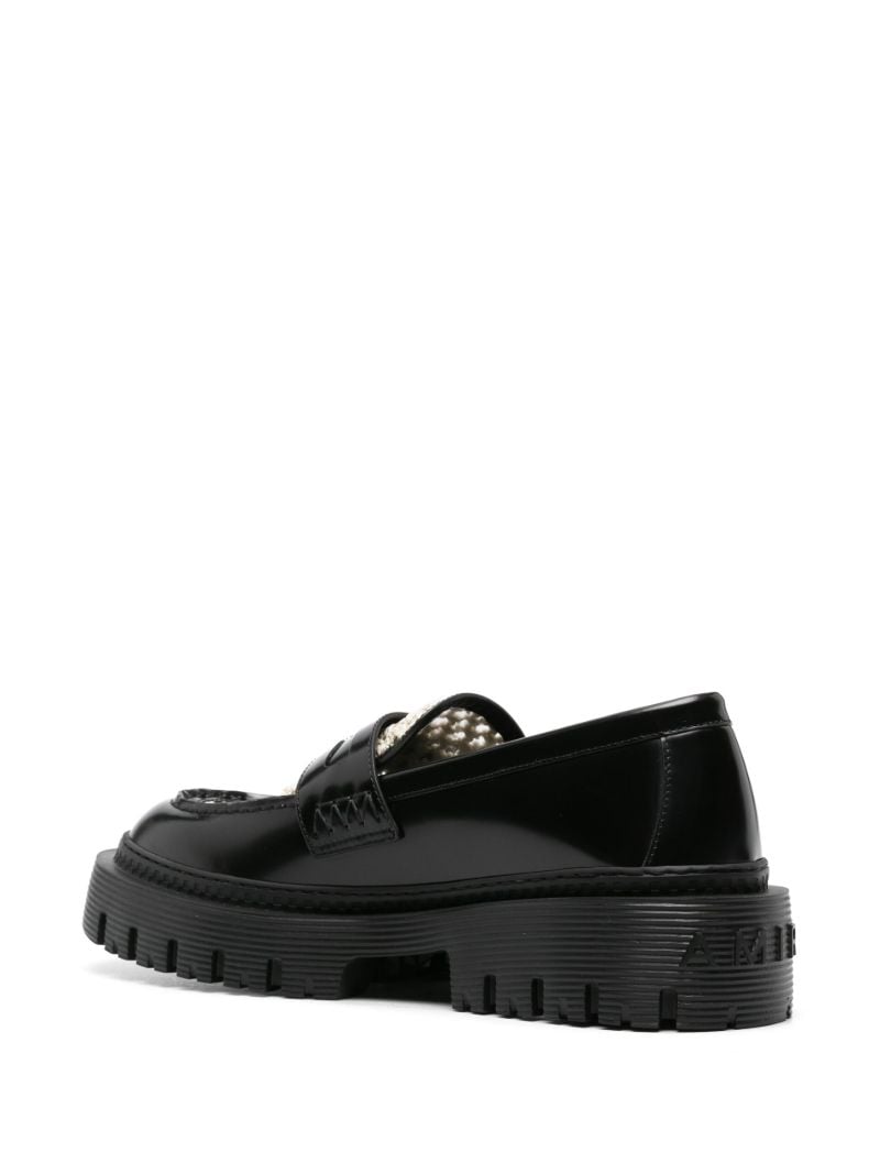 Black Jumbo Crochet-panel Loafers
