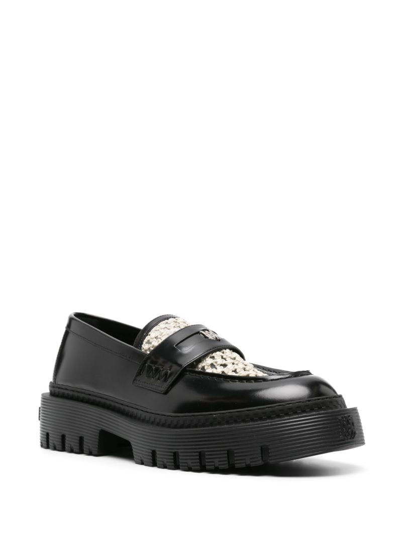 Black Jumbo Crochet-panel Loafers