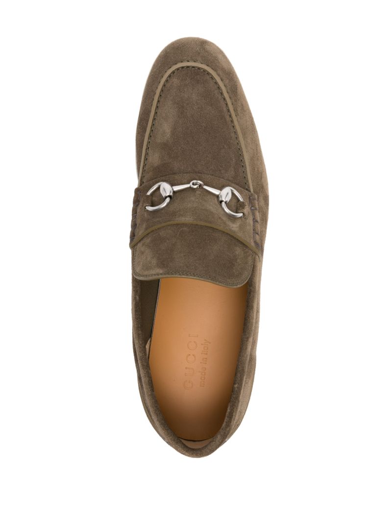 Green Horsebit Suede Loafers