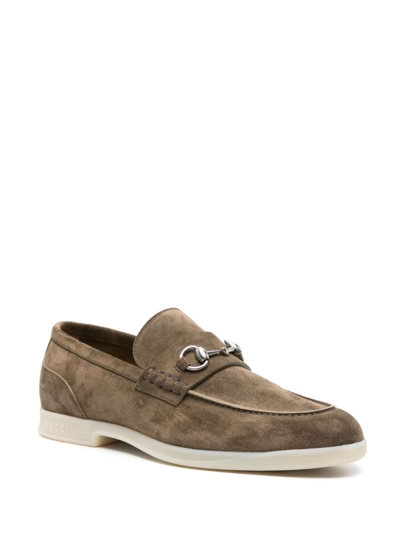 Green Horsebit Suede Loafers