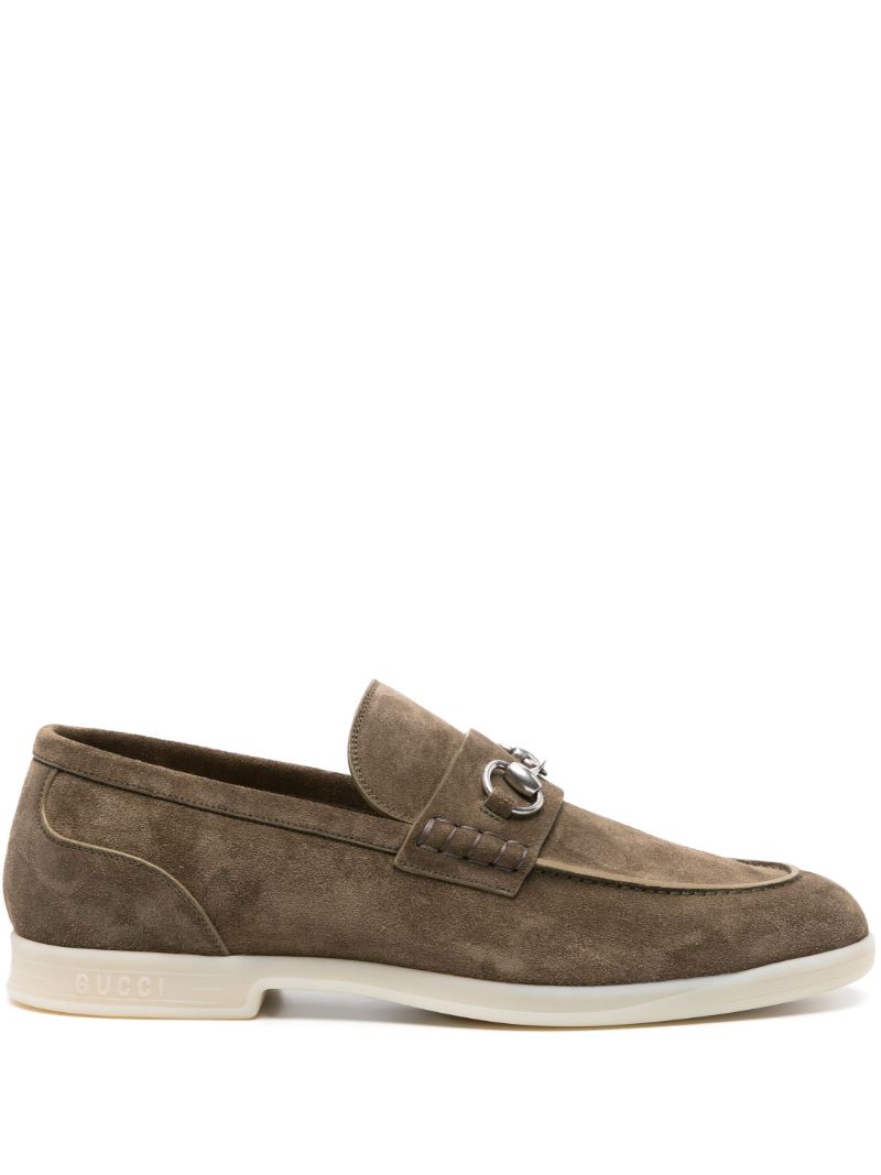 Green Horsebit Suede Loafers