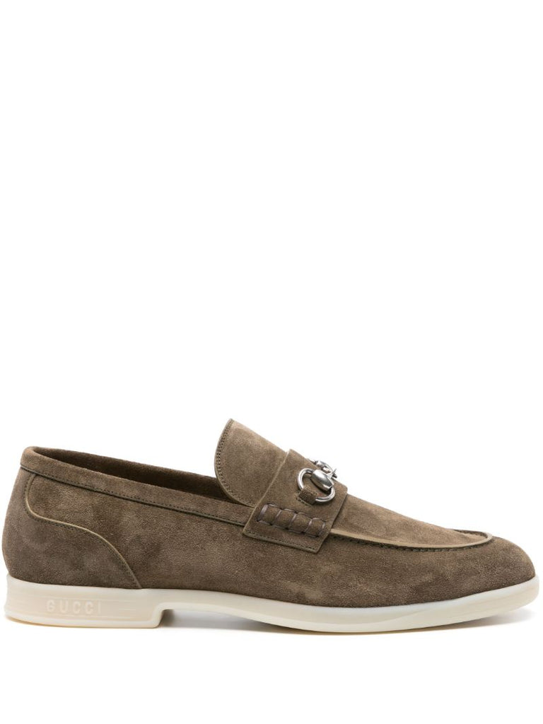 Green Horsebit Suede Loafers