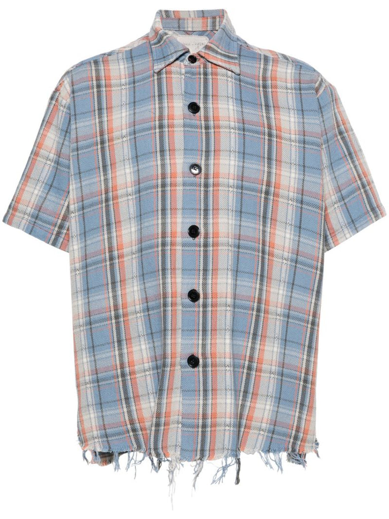 Blue Boxy Plaid Check Shirt