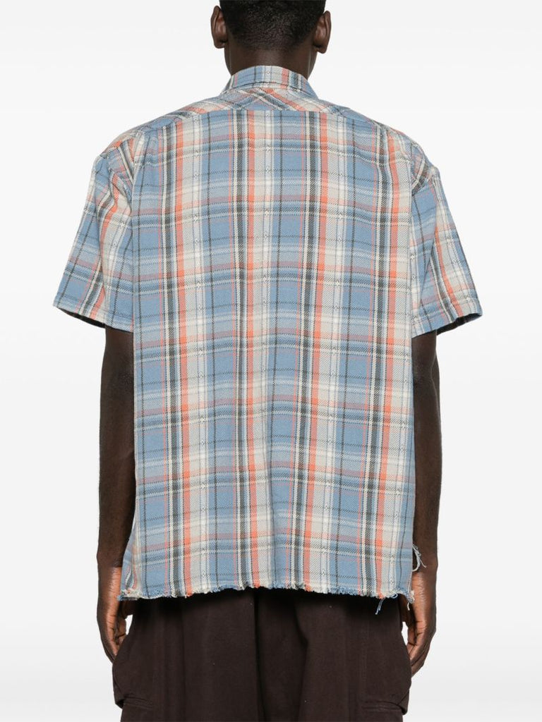 Blue Boxy Plaid Check Shirt