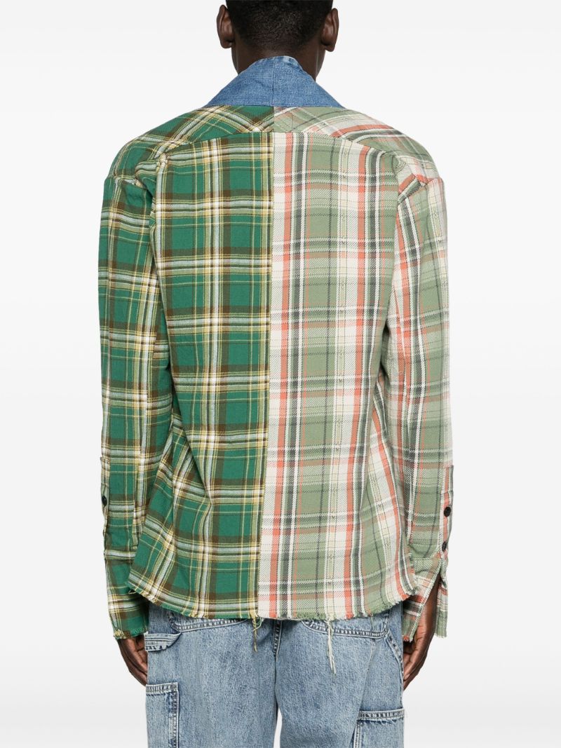 Green Boxy Mid Plaid Shirt