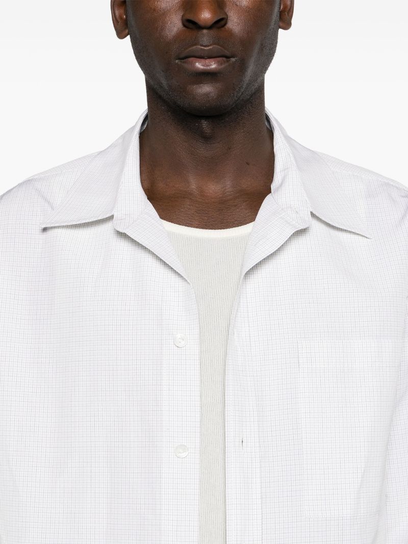 White Micro-check Button-up Shirt