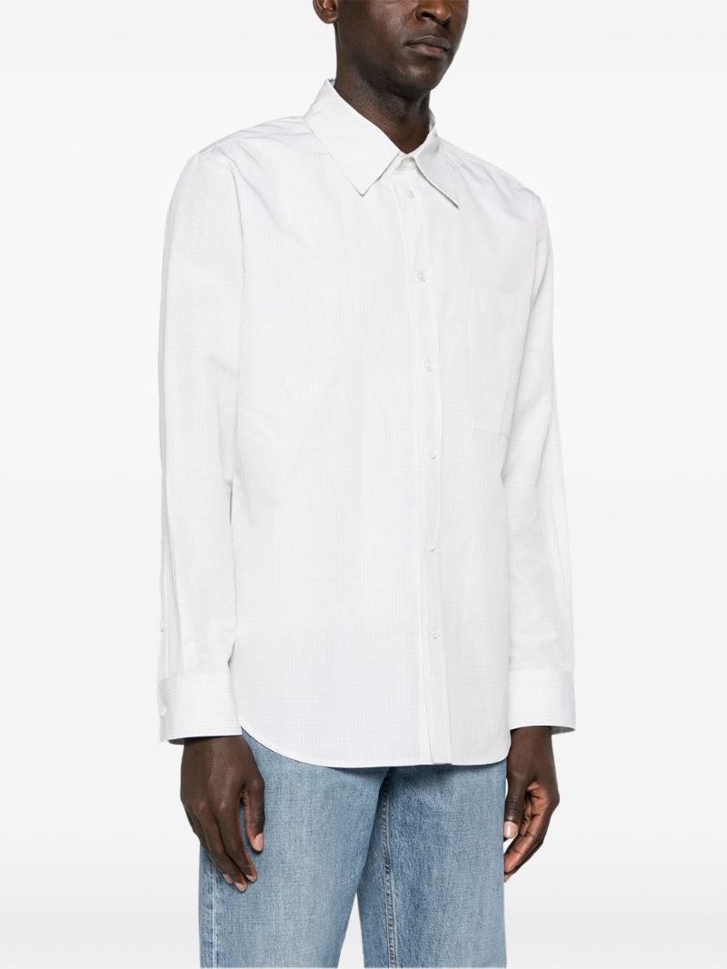 White Micro-check Button-up Shirt