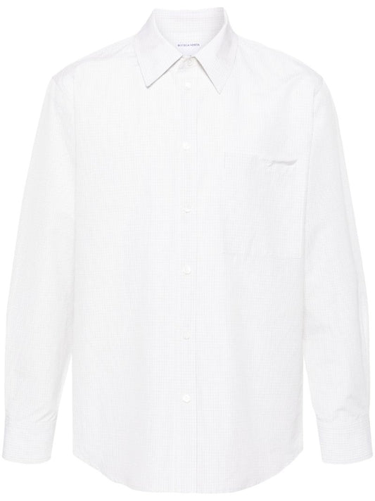 White Micro-check Button-up Shirt