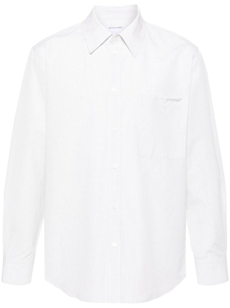 White Micro-check Button-up Shirt