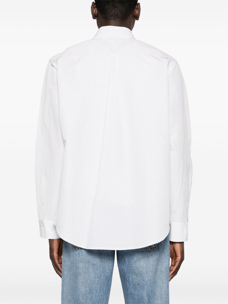 White Micro-check Button-up Shirt