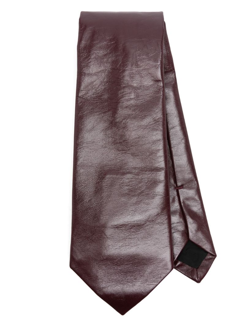 Red Pointed Leather Tie