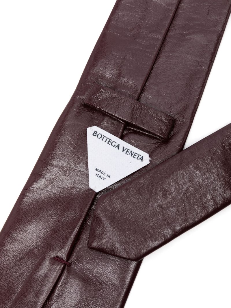 Red Pointed Leather Tie