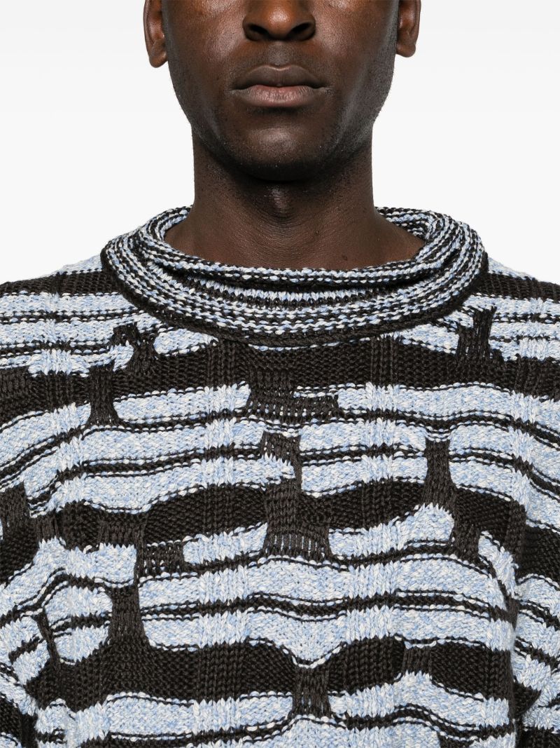 Brown Striped Chunky-knit Sweater