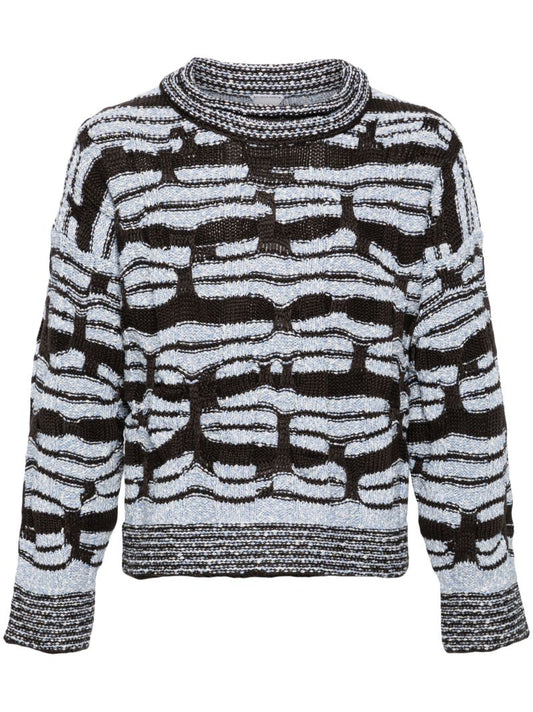 Brown Striped Chunky-knit Sweater