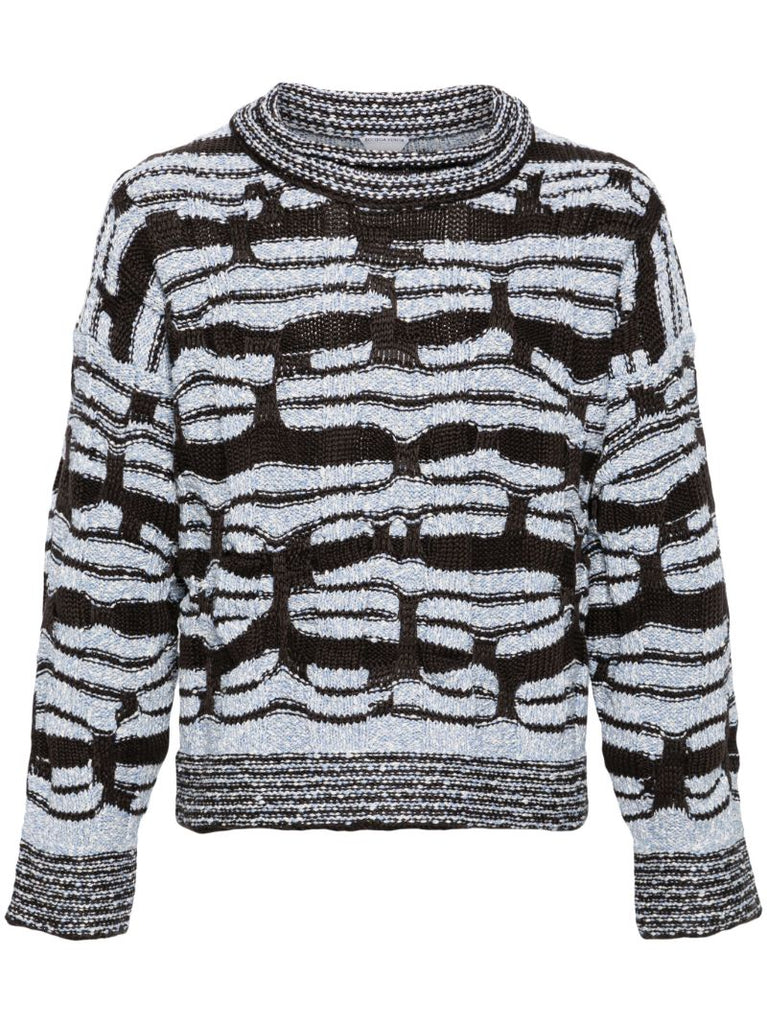 Brown Striped Chunky-knit Sweater