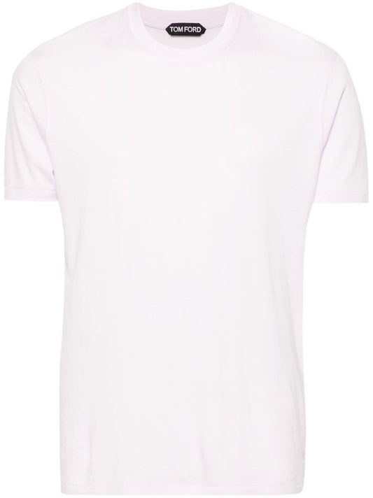 Pink Plain Crew-neck T-shirt