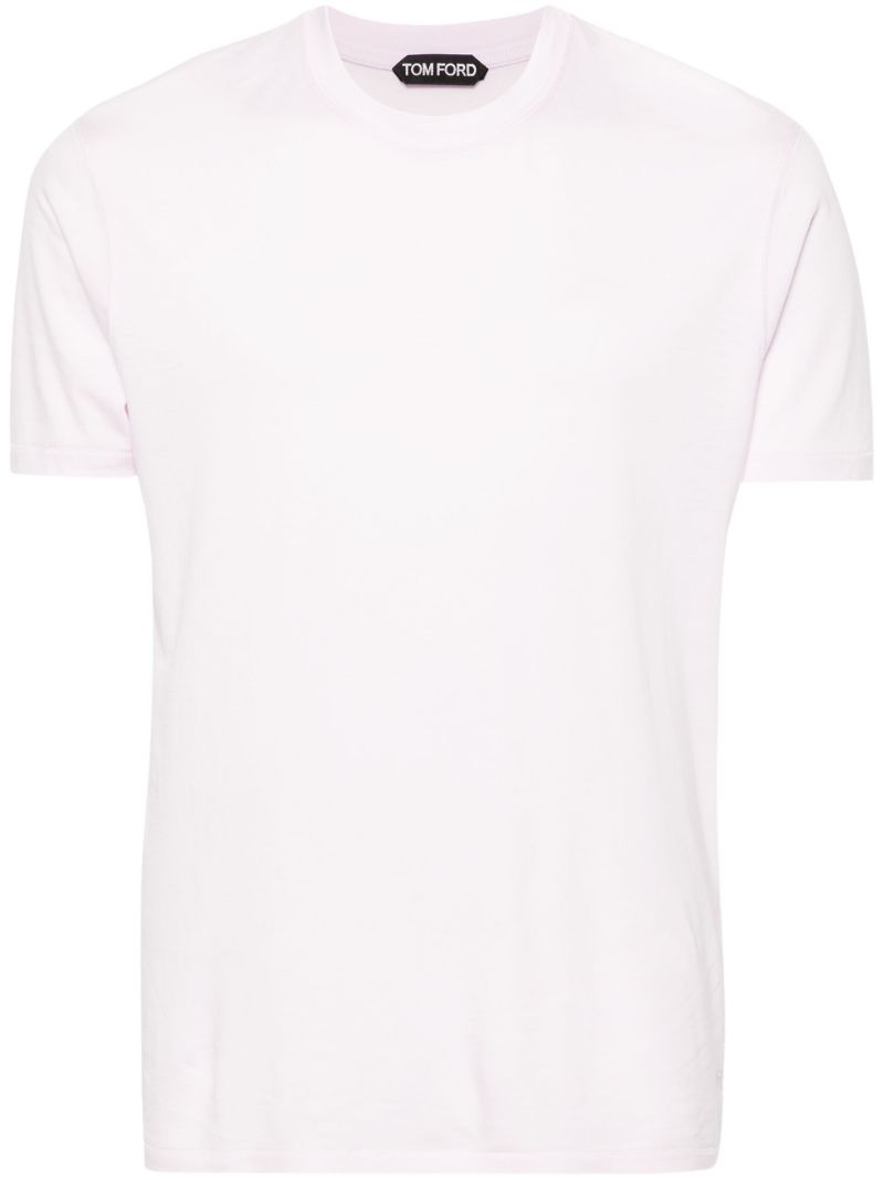 Pink Plain Crew-neck T-shirt