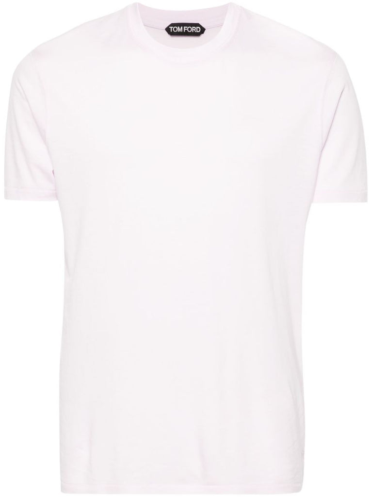 Pink Plain Crew-neck T-shirt