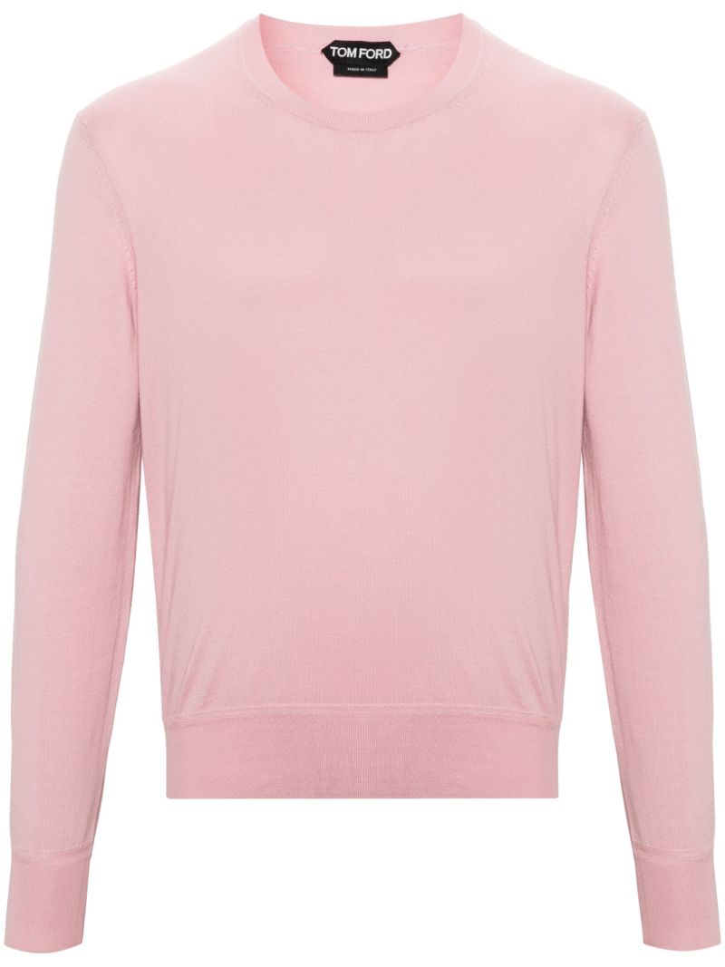 Pink Crew Neck Cotton Sweater