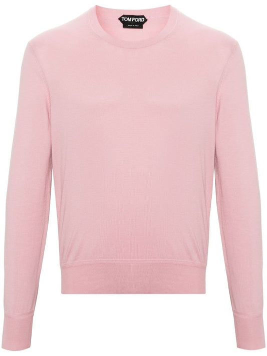 Pink Crew Neck Cotton Sweater
