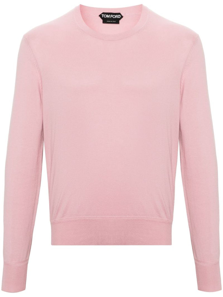 Pink Crew Neck Cotton Sweater