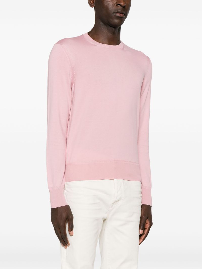 Pink Crew Neck Cotton Sweater