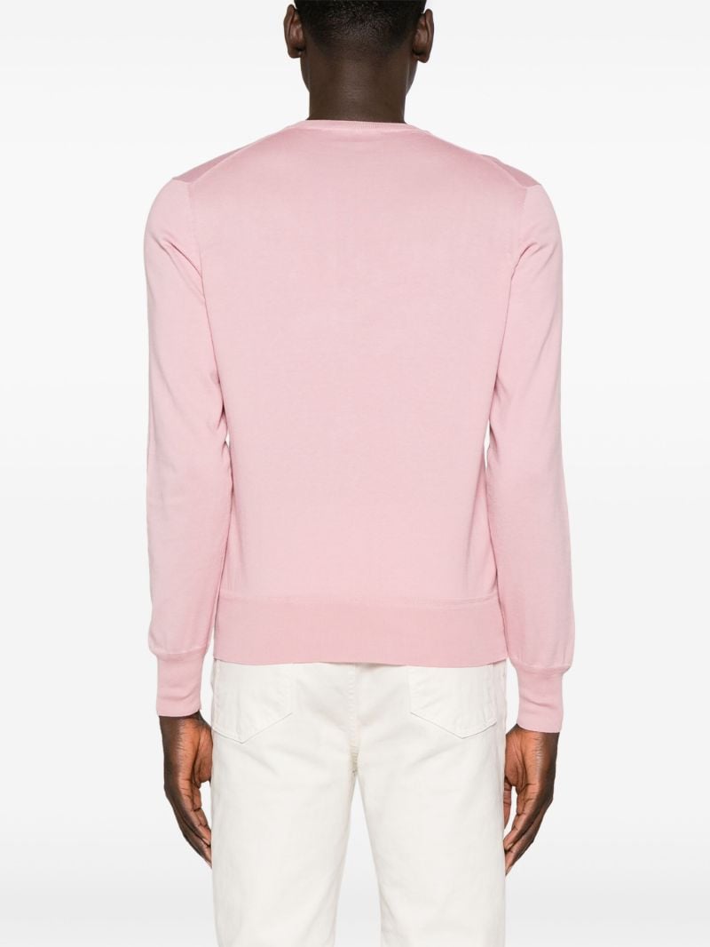 Pink Crew Neck Cotton Sweater