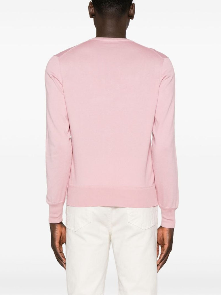 Pink Crew Neck Cotton Sweater