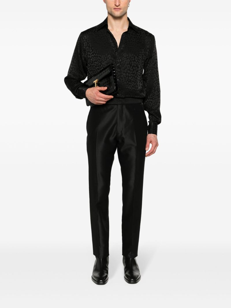 Black Leopard-jacquard Silk Shirt