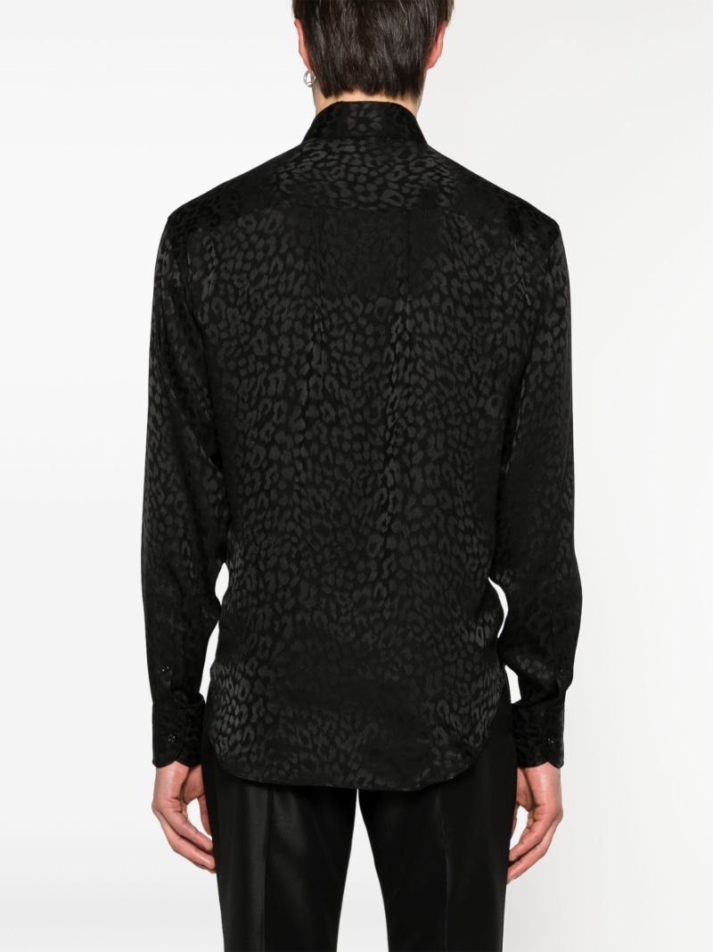 Black Leopard-jacquard Silk Shirt