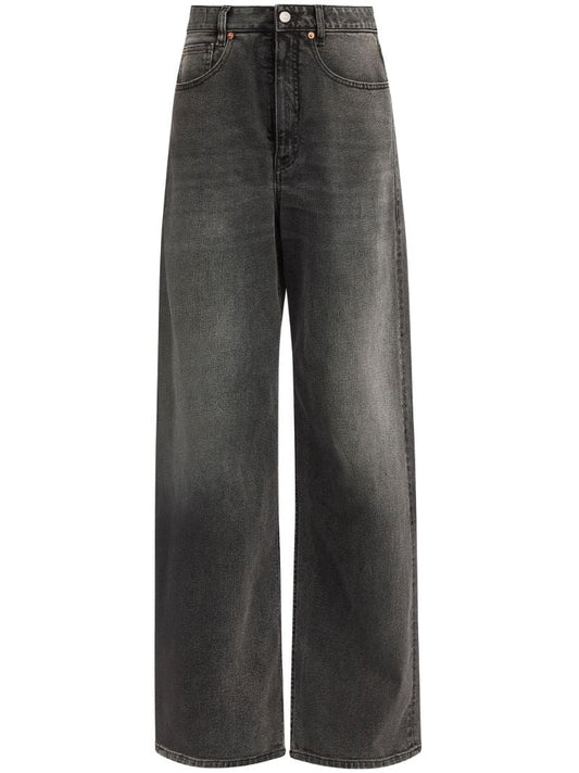 Grey Panelled Wide-leg Jeans