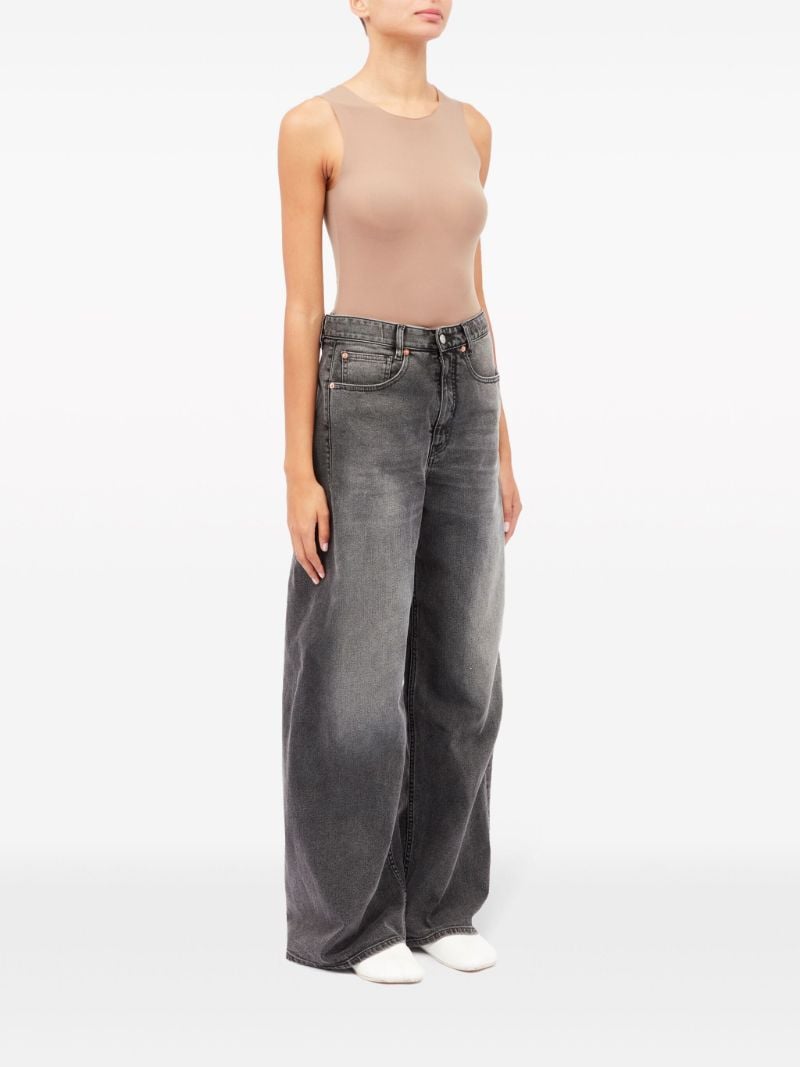 Grey Panelled Wide-leg Jeans