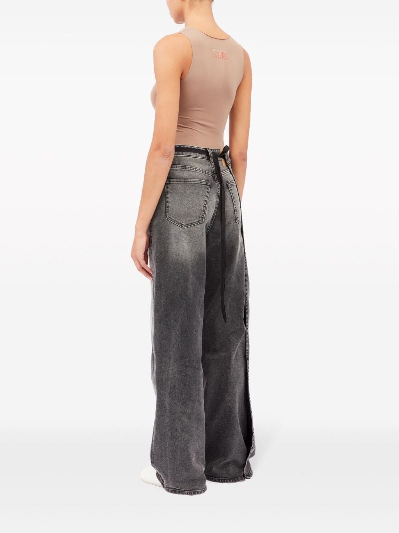 Grey Panelled Wide-leg Jeans