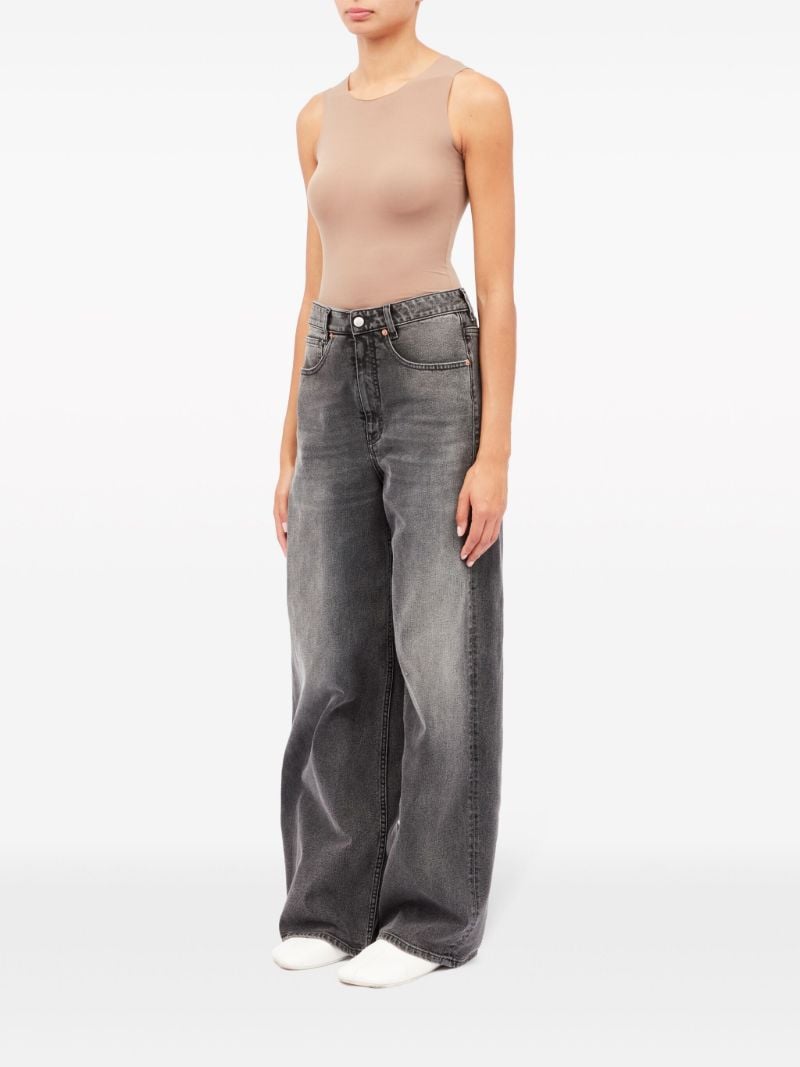 Grey Panelled Wide-leg Jeans