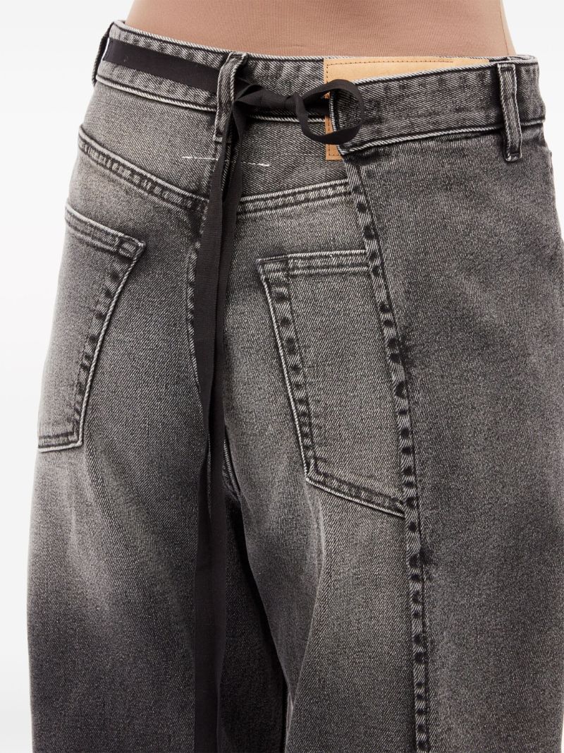 Grey Panelled Wide-leg Jeans