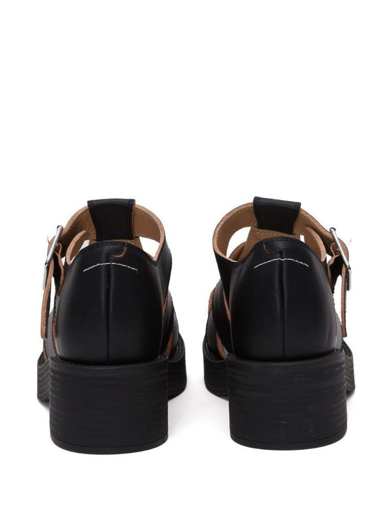 Black 50 Caged Leather Sandals