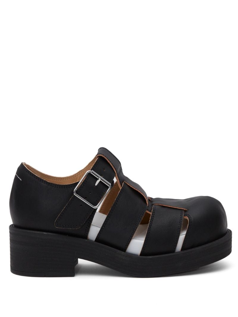 Black 50 Caged Leather Sandals