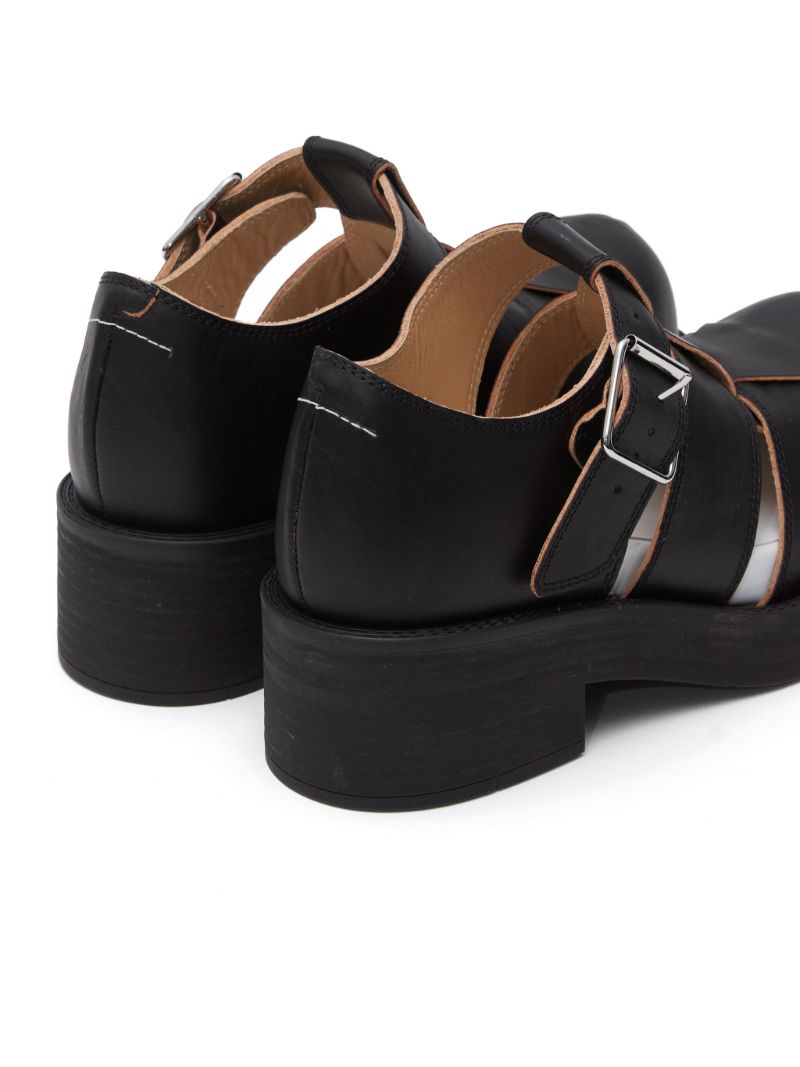 Black 50 Caged Leather Sandals