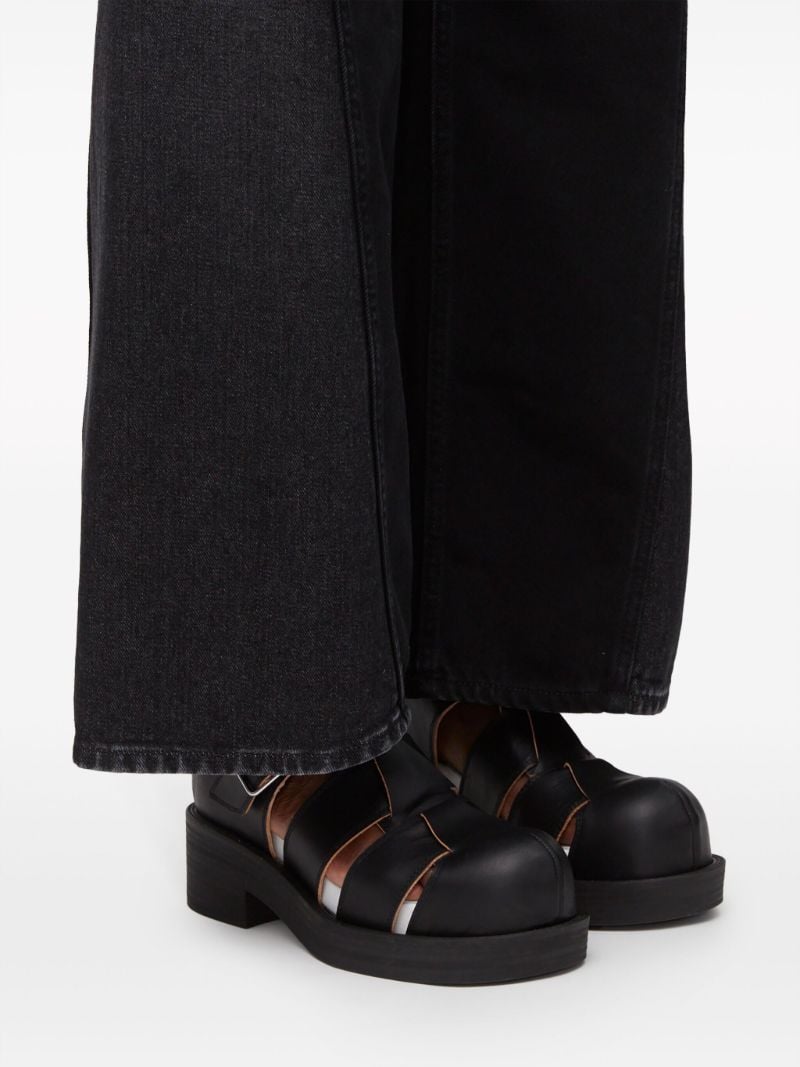Black 50 Caged Leather Sandals