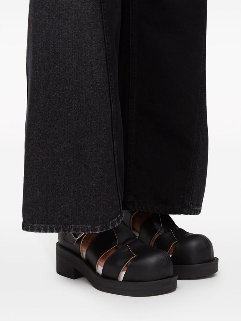 Black 50 Caged Leather Sandals