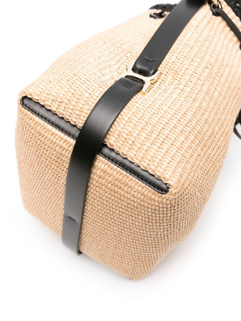 Neutral Marcie Woven Bucket Bag