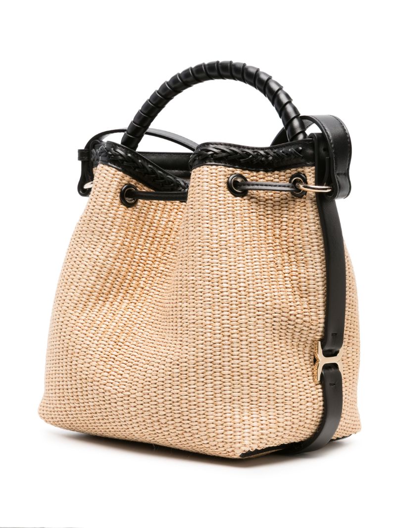 Neutral Marcie Woven Bucket Bag