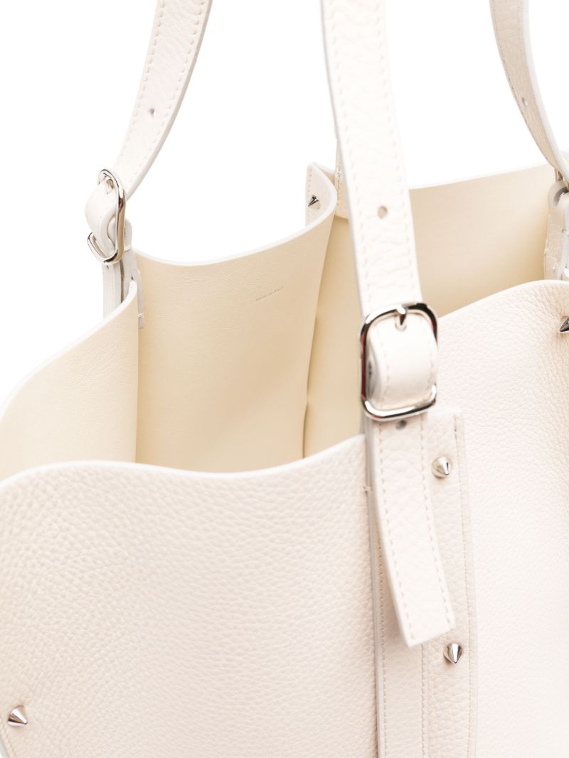 White Carmela Large Leather Tote Bag