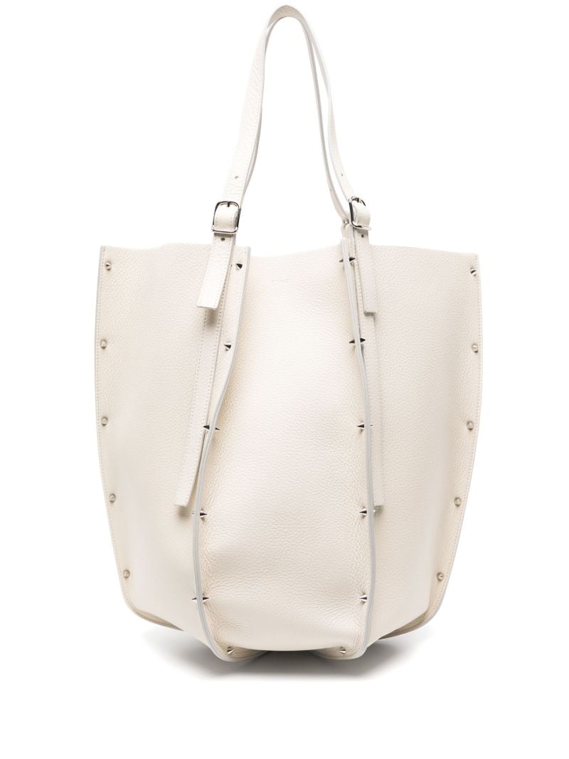 White Carmela Large Leather Tote Bag