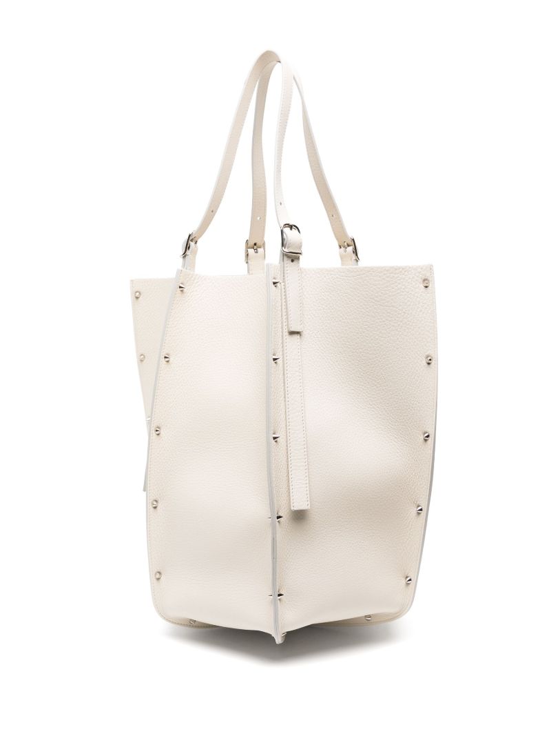 White Carmela Large Leather Tote Bag
