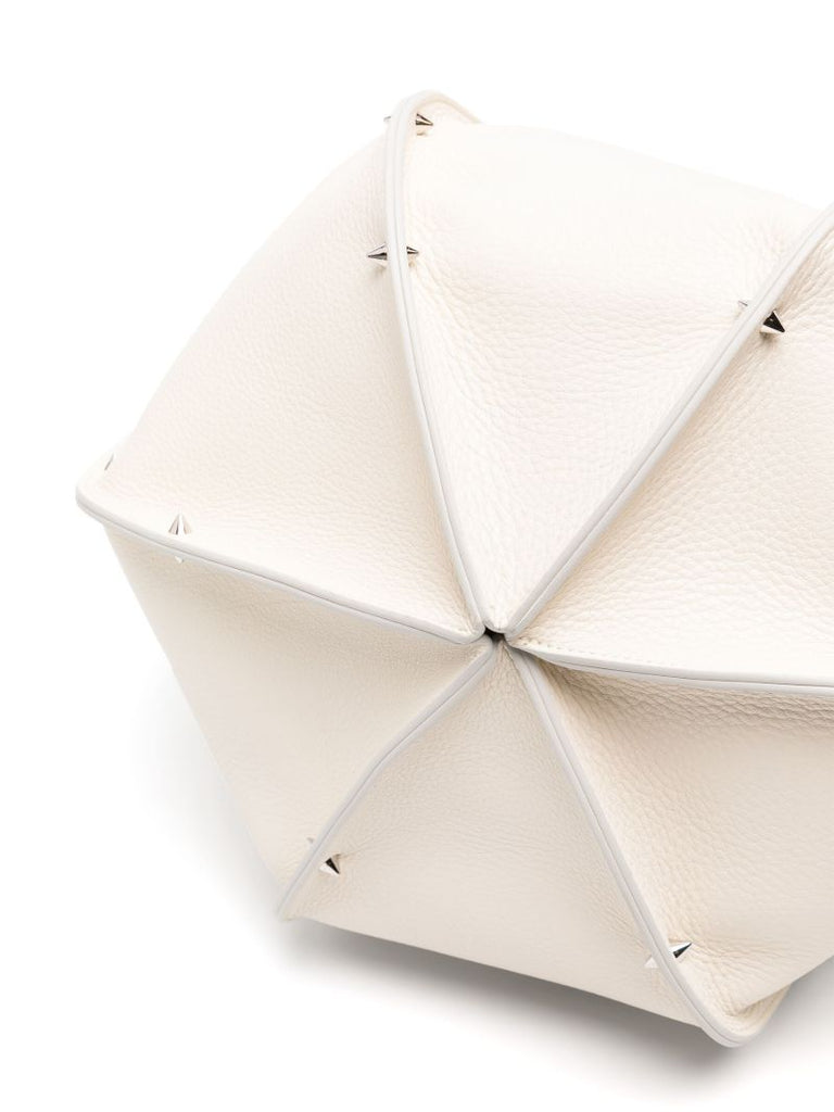 White Carmela Large Leather Tote Bag