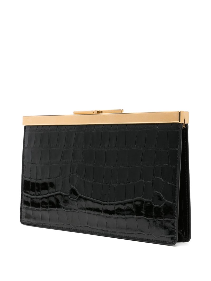 Black Crocodile-effect Clutch Bag
